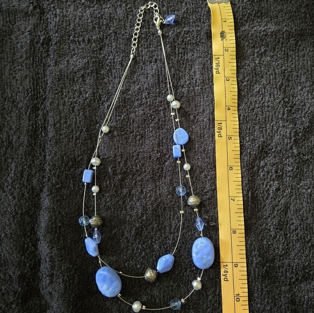 Two-Strand Blue Beaded Necklace - Picture 7 of 7
